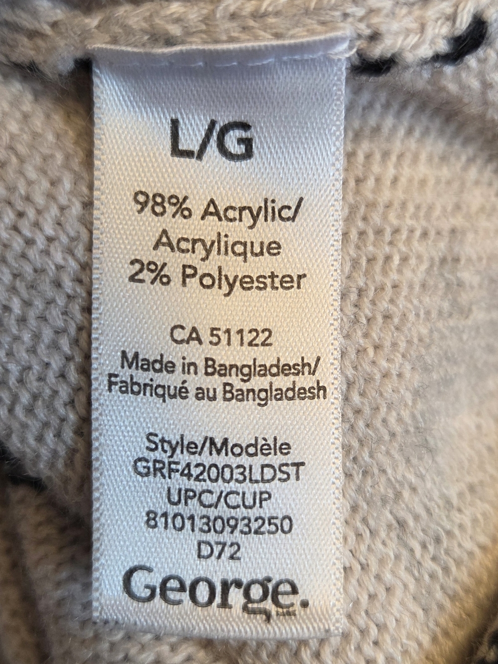 George Cream and Black Striped Sweater Size L - Picture 4 of 5